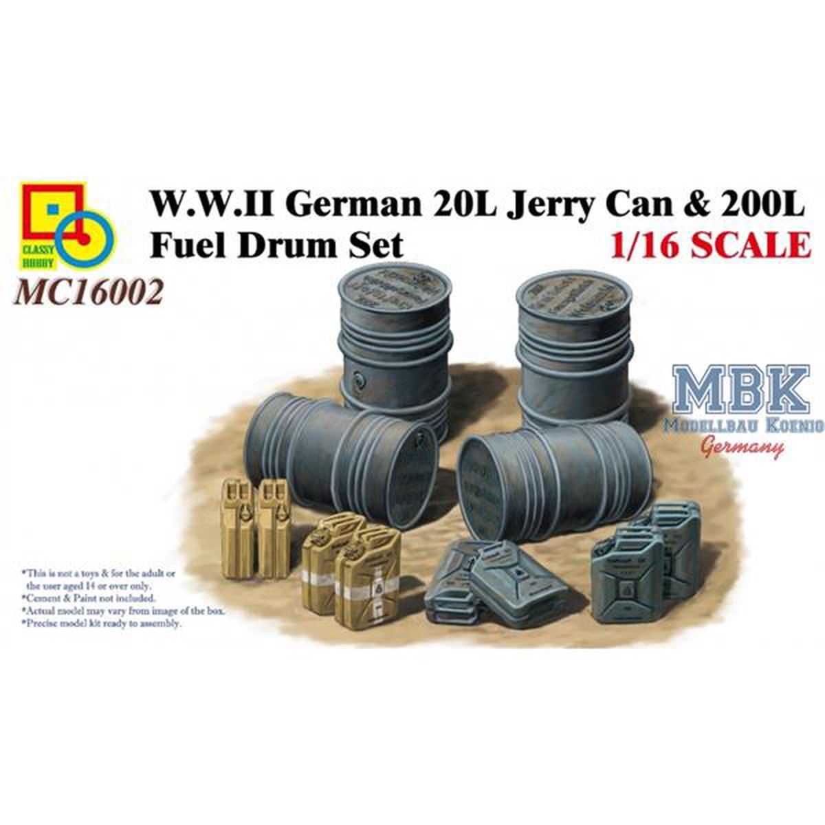 Classy Hobby 16002 1/16 German 20L Jerry Can & 200L Fuel Drum Set