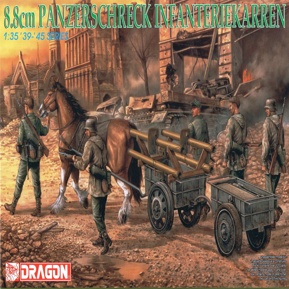 Dragon 6104 1/35 German 8.8cm Panzerschreck Infanteriekarren (w/6 Figures)