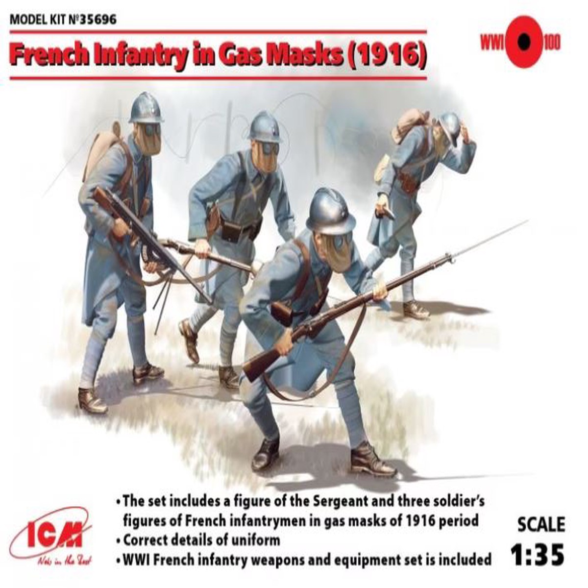 ICM 35696 1/35 French Infantry with Gasmasks 1916