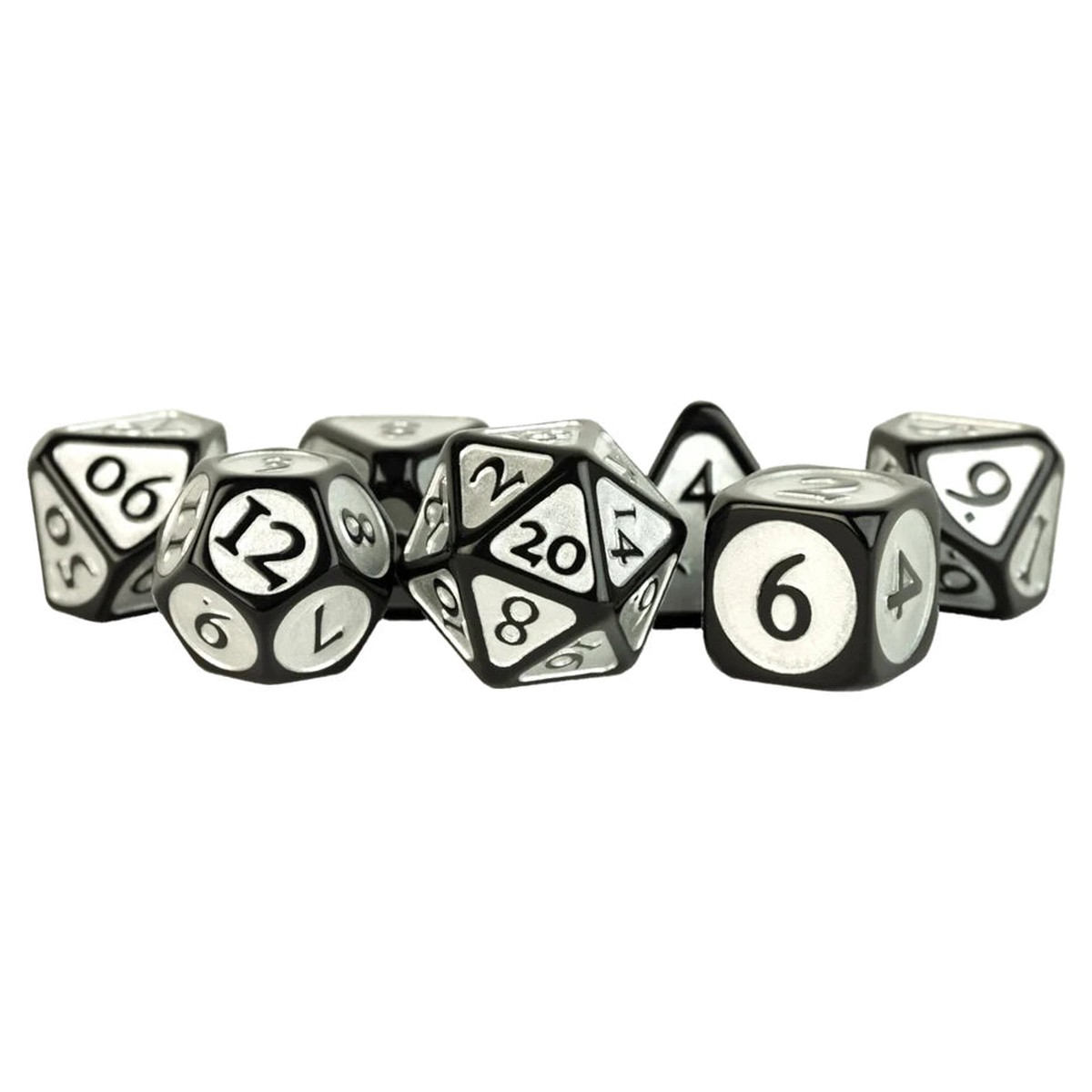 7-Set: Acrylic: 16mm: Black w/ Silver Enamel - 7-Set: Acrylic: 16mm: Black w/ Silver Enamel