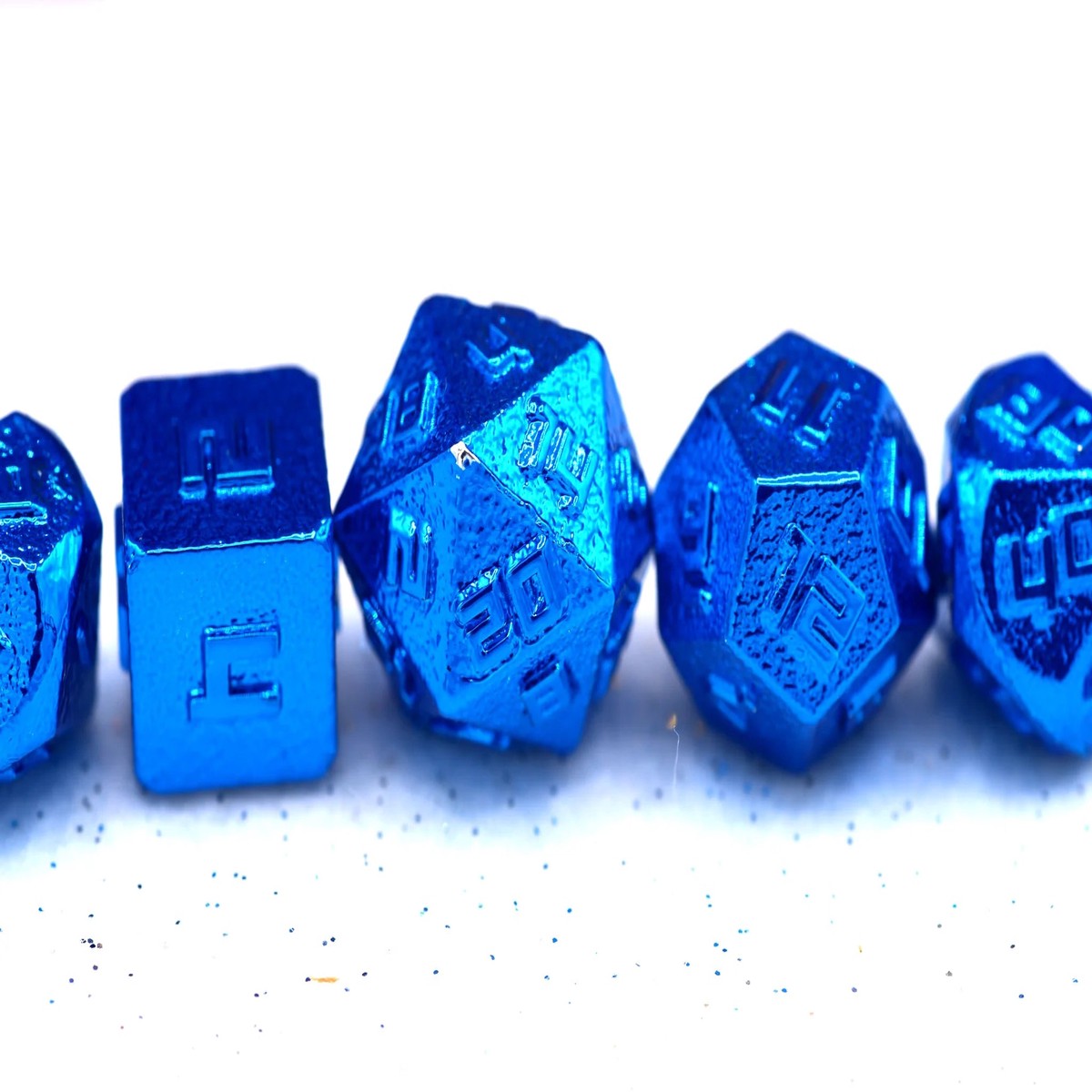 10MM Mini Metal RPG Dice Set - Blue - 10mm Metal Blue