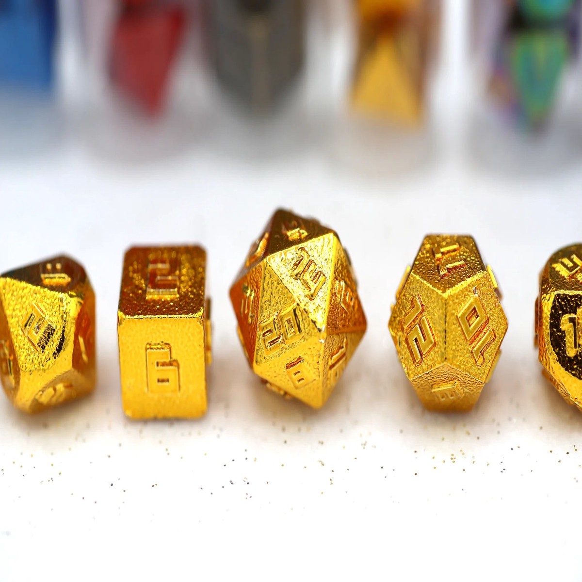 10MM Mini Metal RPG Dice Set - Gold - 10mm Metal Gold