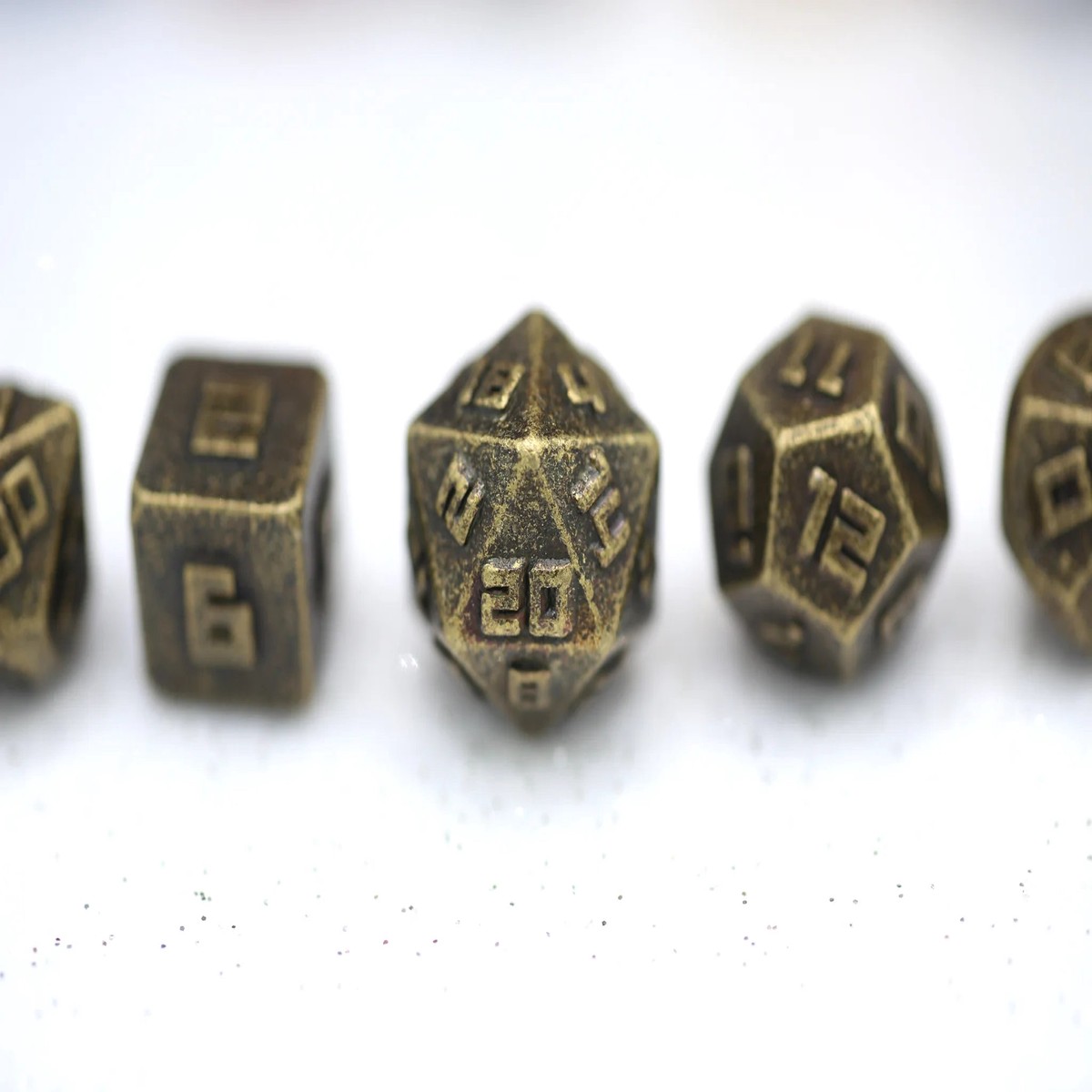10MM Mini Metal RPG Dice Set - Ancient Gold - 10mm Metal Ancient Gold