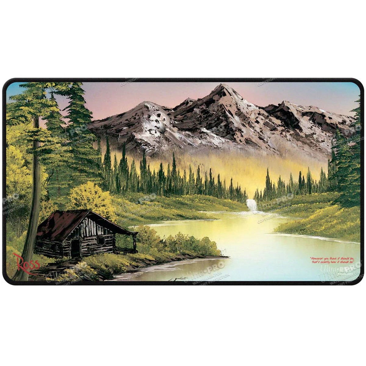 Bob Ross Mountain Retreat Black Stitched Playmat - PM Bob Ross Mt Retreat