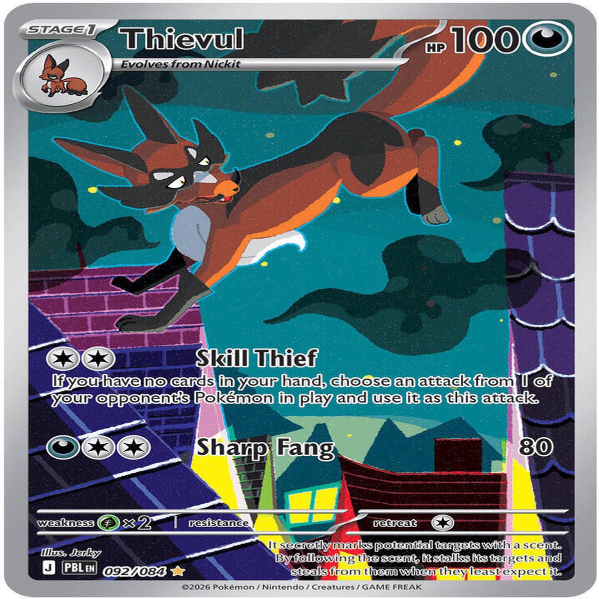 Thievul - 092/084 Holofoil ME05: Pitch Black Illustration Rare 092/084 - Near Mint