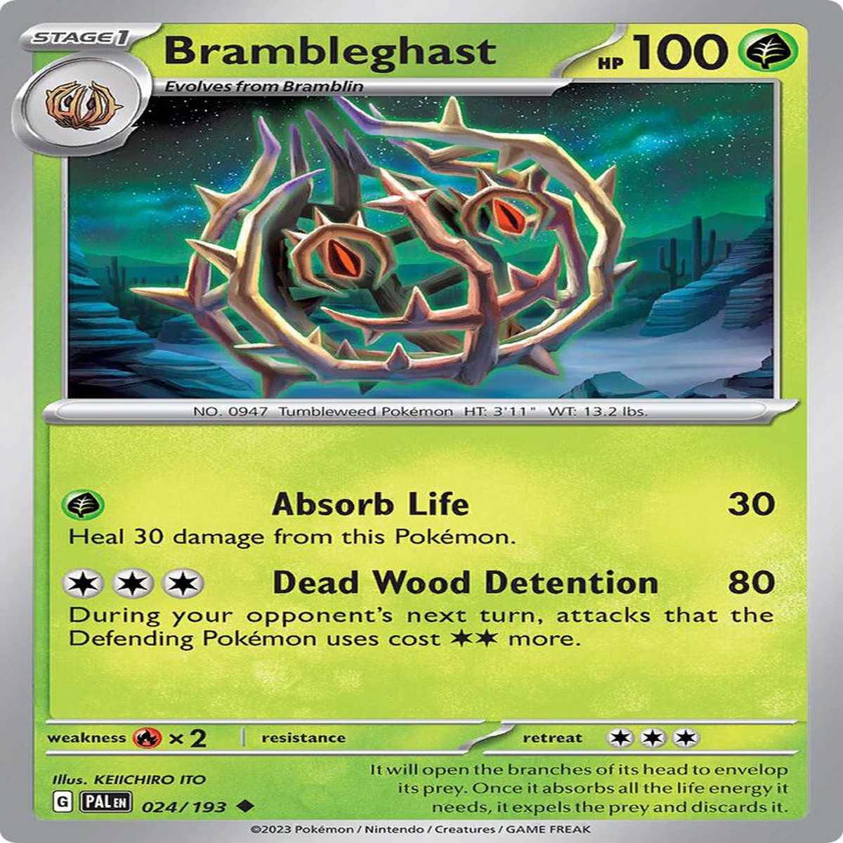 Brambleghast Normal SV02: Paldea Evolved Uncommon 024/193 - Near Mint