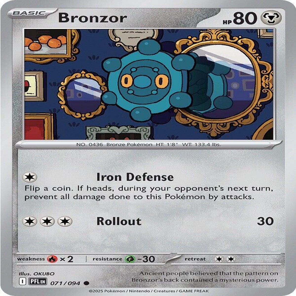 Bronzor Reverse Holofoil ME02: Phantasmal Flames Common 071/094 - Near Mint