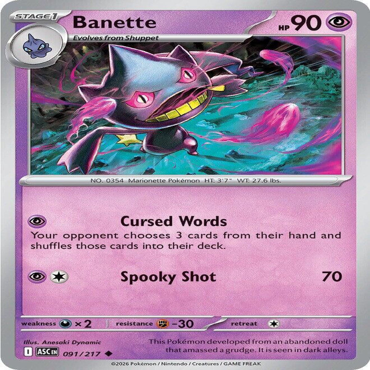 Banette - 091/217 Normal ME: Ascended Heroes Uncommon 091/217 - Near Mint