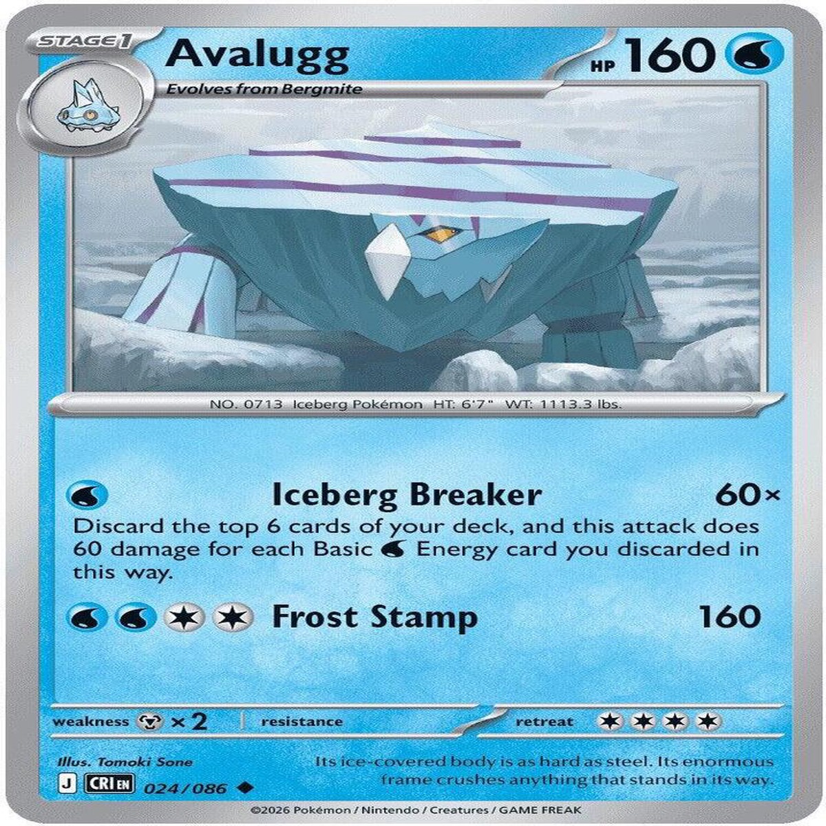 Avalugg Normal ME04: Chaos Rising Uncommon 024/086 - Near Mint